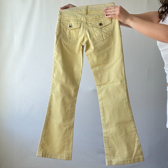Low-Rise Butter Yellow Moto Jeans - Picture 2 of 3